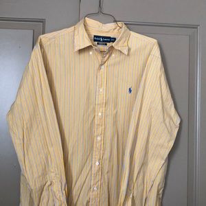 Yellow pinstripe polo button down